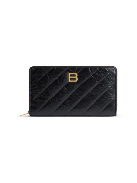 BALENCIAGA Women's Crush Continental Wallet Quilted in Black