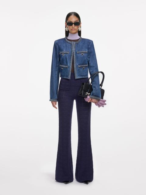 self-portrait Navy Pointelle Knit Trousers