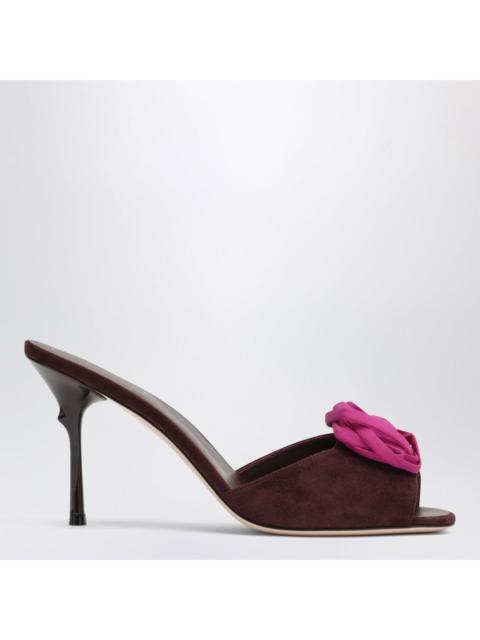 Roger Vivier ROGER VIVIER Epine Rose 85 Brown Fuxia Suede Mules New & Aut