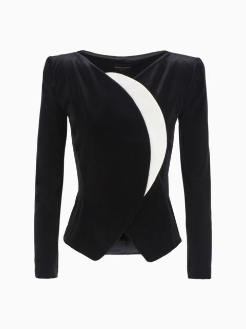 EMPORIO ARMANI Moon Capsule collection chenille jersey jacket with organza crescent moon