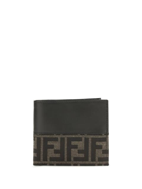 FENDI Fendi FF Jacquard Bifold Wallet Nero+Tabacco Moro
