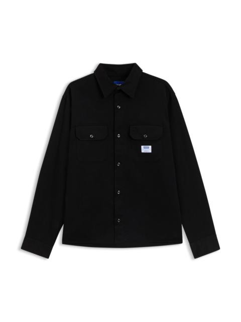 HUGO COTTON-TWILL SHIRT WITH LOGO LABEL