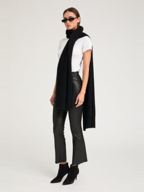 SPRWMN BLACK LEATHER ANKLE FLARE PANTS WITH PRINCESS SEAMS