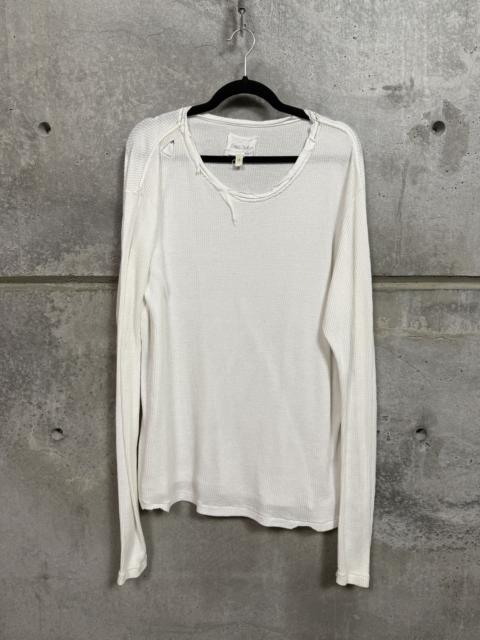 Greg Lauren Greg Lauren White Thermal Long Sleeve Wrecked Tee