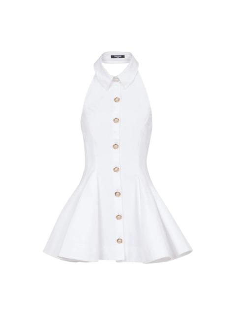 Balmain Halterneck Popeline Flare Dress