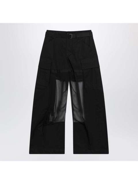sacai Sacai Black Cargo Trousers With Semi-Sheer Insert Women