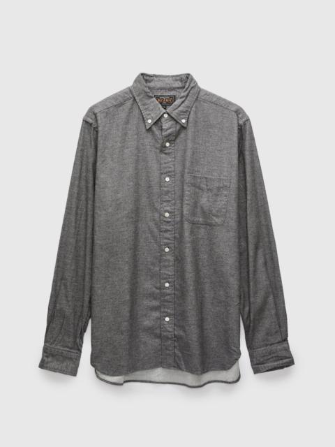 BEAMS PLUS Solid Flannel Button-Down Shirt in Grey