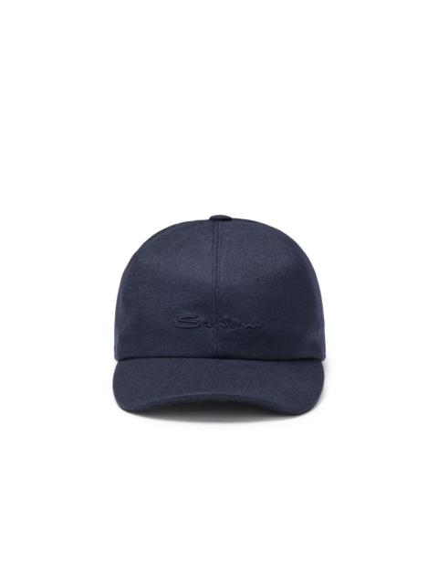 Santoni Blue cashmere baseball hat