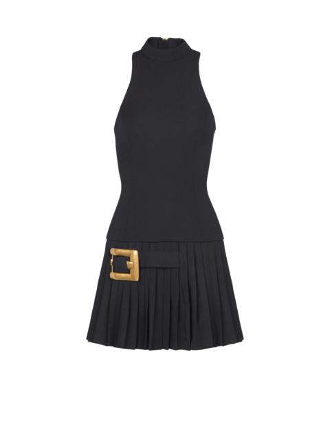 Balmain Flared grain de poudre dress with belt detail