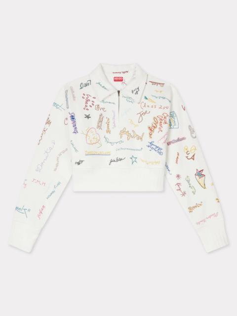 KENZO 'KENZO Graduation' embroidered cropped polo sweatshirt in cotton