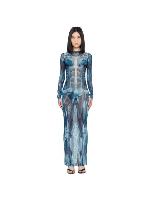 Jean Paul Gaultier Blue 'The Écorché' Maxi Dress