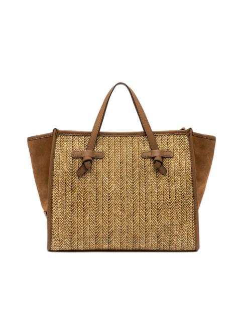 Other Designers Gianni Chiarini "marcella" Shoulder Bag In Suede And Woven Straw