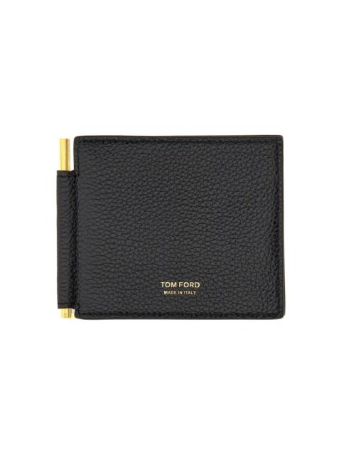 TOM FORD GRAINED LEATHER "T LINE" WALLET WITH MONEY CLIP
