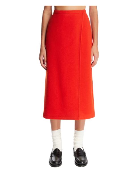 RIER Orange Wool Midi Wrap Skirt