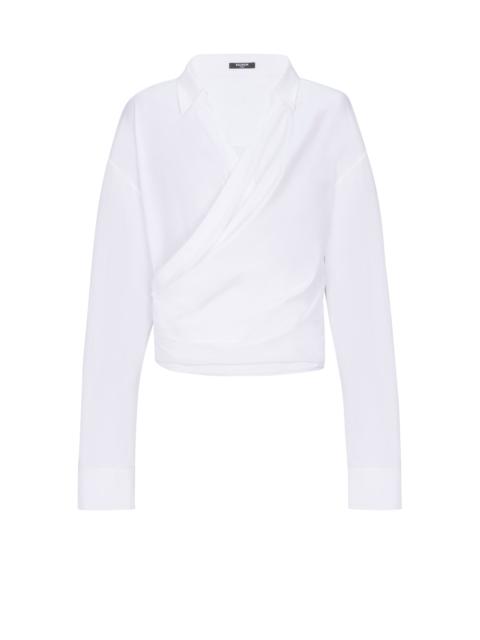 Balmain Draped cotton poplin shirt