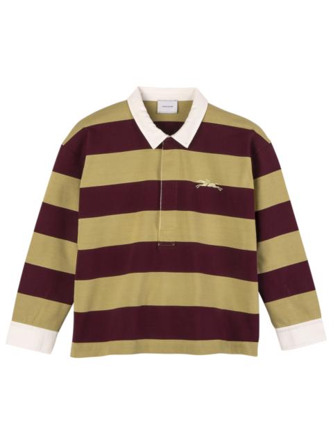 Longchamp Polo shirt Pistachio/Burgundy - Striped jersey