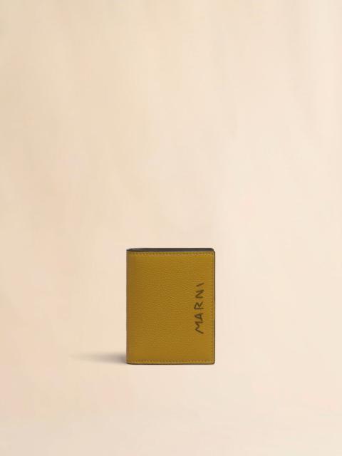 Marni MUSTARD LEATHER BIFOLD WALLET WITH MARNI MENDING EMBROIDERY