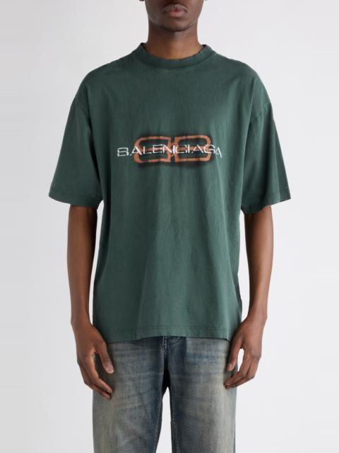 BALENCIAGA Balenciaga Logo Cotton Graphic T-Shirt in Dark Green at Nordstrom