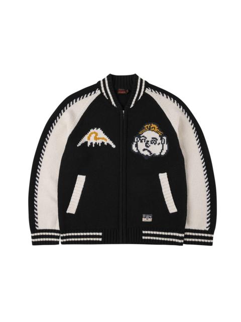 EVISU Henohenomohe Godhead Intarsia Knit Relax Fit Cardigan