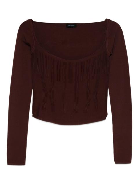 MUGLER square-neck ribbed top