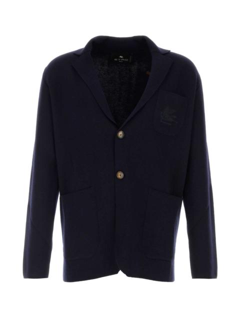 Etro Etro Men Navy Blue Wool Blend Blazer