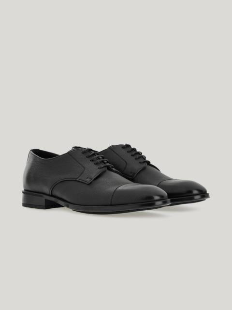 Canali BLACK DEERSKIN CAP-TOE DERBY WITH RUBBER SOLE