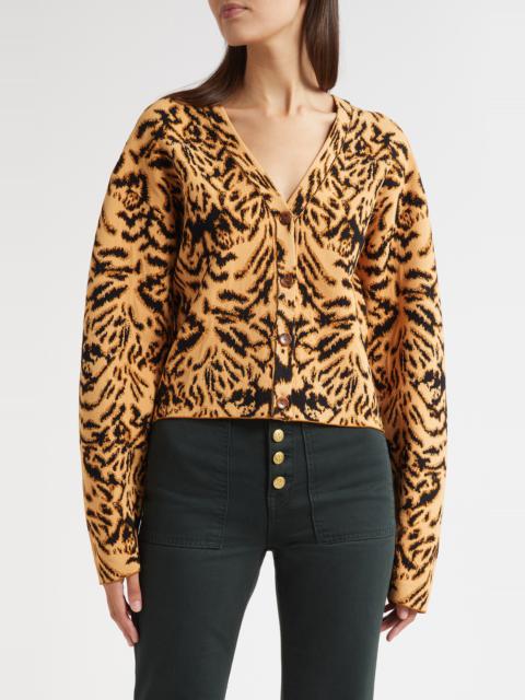 ULLA JOHNSON Ulla Johnson Payton Metallic Tiger Jacquard Cardigan in Bengal at Nordstrom