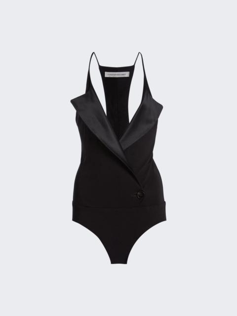CHRISTOPHER ESBER Didion Satin Contrast Jersey Bodysuit Black