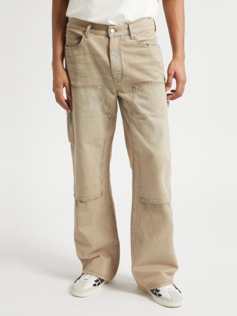 AMIRI AMIRI Lightweight Distressed Carpenter Jeans in Sand Indigo at Nordstrom