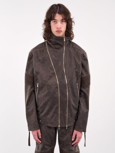 JUNTAE KIM Asymmetrical Embossing Leather Jacket