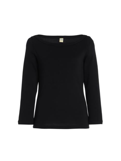 FLORE FLORE Exclusive Steffi Boat Neck Organic Cotton Top black