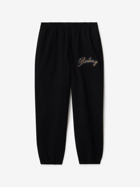 Burberry Check Cursive Logo Cotton Jogging Pants