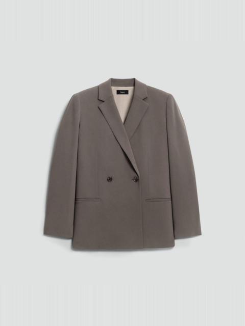 Theory Relaxed Double-Breasted Blazer in Admiral Crepe