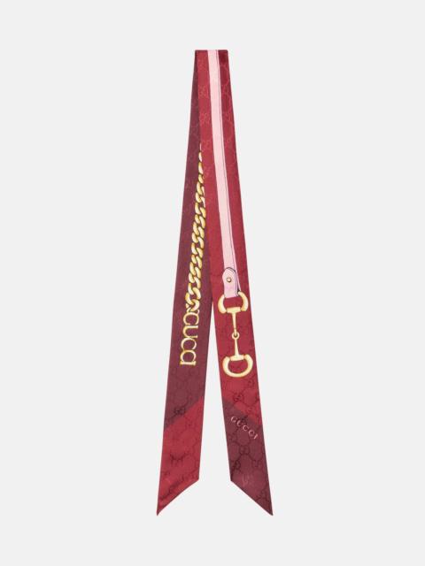 GUCCI Horsebit silk twill scarf