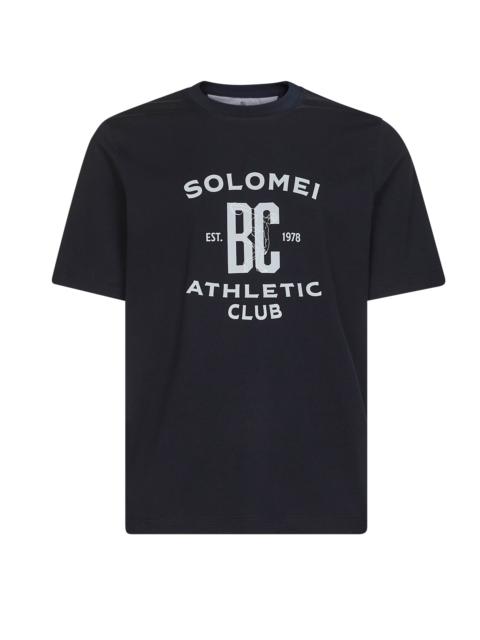 Brunello Cucinelli Blue jersey printed crewneck T-shirt