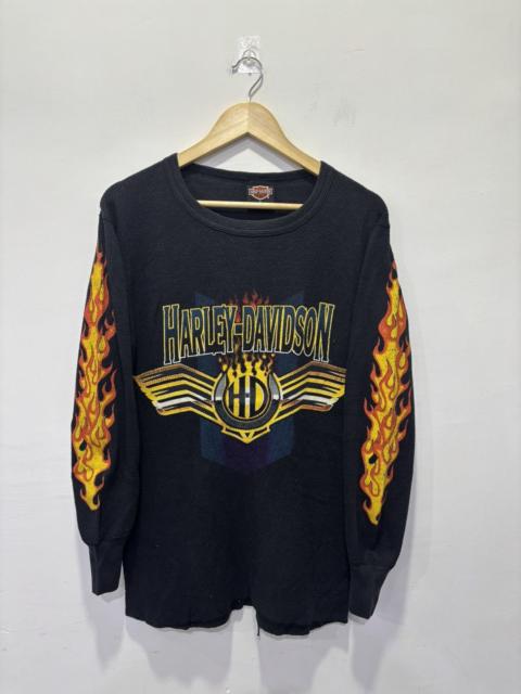 Other Designers Vintage 90’s Harley Davidson Flames Thermal Longsleeve Shirt