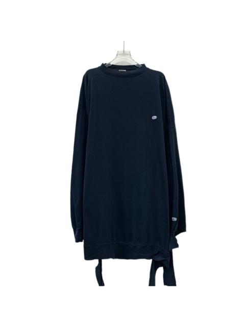 VETEMENTS Vetements X Champion Logo Embroidered Cotton Crew Neck Long Sleeve Sweatshirt