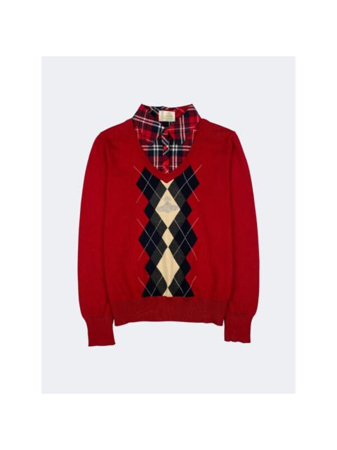 Vivienne Westwood Embellished Logo Two-In-One Argyle Sweater