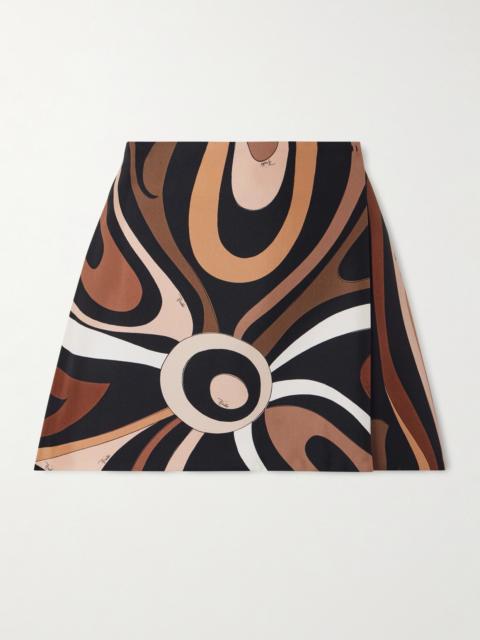 PUCCI Wrap-effect Printed Silk-twill Mini Skirt