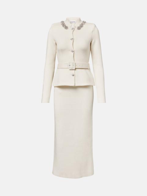 self-portrait Embellished knitted midi dress