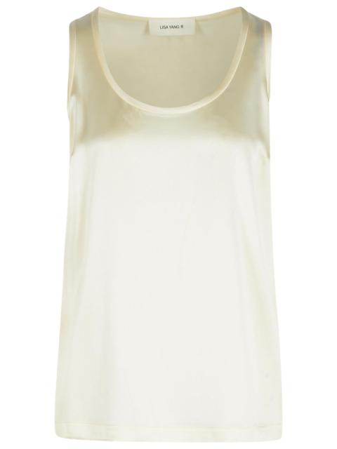 LISA YANG Lisa Yang 'SCOOP' Ivory Silk Tank Top