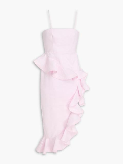 Zimmermann Asymmetric ruffled linen dress