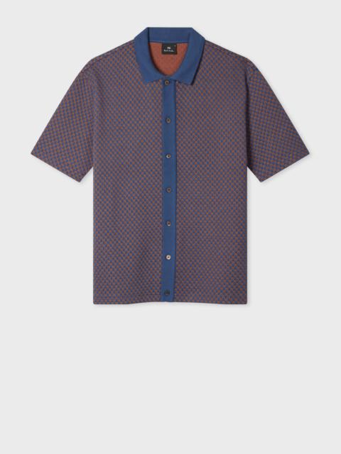 Paul Smith Blue Jacquard Button-Through Polo Shirt