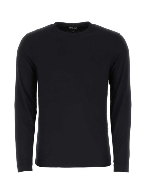GIORGIO ARMANI Giorgio Armani Men Midnight Blue Stretch Viscose T-Shirt