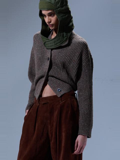 R13 SPLIT HEM RIBBED CARDIGAN