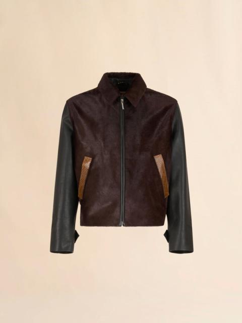 Marni BLACK LEATHER AND PONY HAIR JACKET