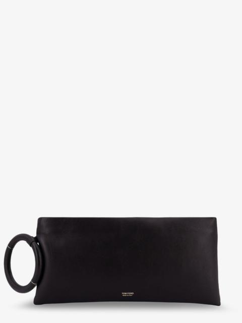 TOM FORD Tom Ford Women Aura Leather Clutch Bag With Lettering Logo On The Front