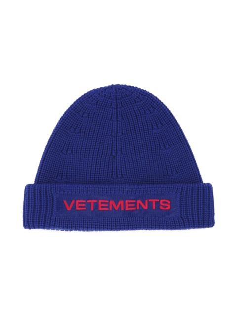 Blue Wool Beanie Hat