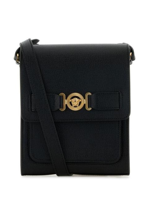 VERSACE Versace Men Black Leather Medusa Biggie Crossbody Bag