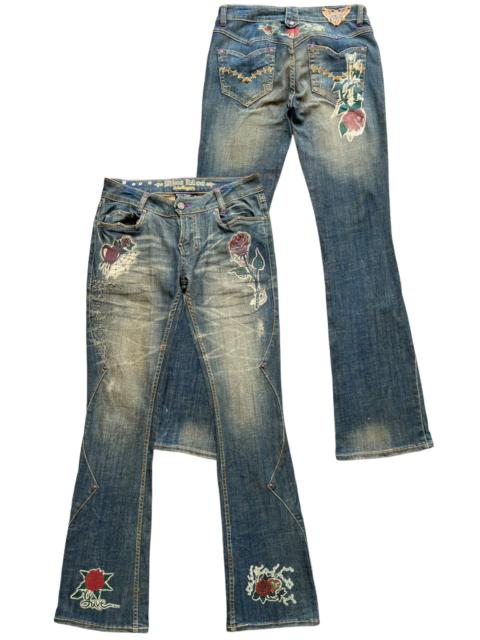 Archival Clothing - Vintage Gotchic Bones Mudwash Punk Flare Denim Jeans 28x33